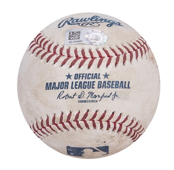 2019 Clayton Kershaw Game Used and Pitched MLB Manfred Baseball Thrown For A Strikeout (MLB Authenticated)